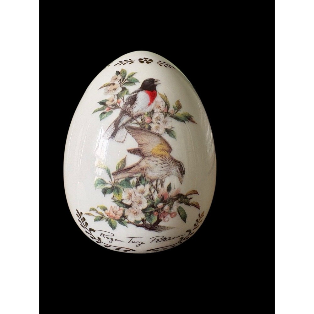Danbury Mint Roger Tory Peterson Porcelain Songbird Egg Rose-Breasted Grosbeak - Picture 1 of 7
